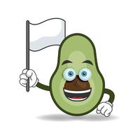 Avocado mascot character holding a white flag. vector illustration
