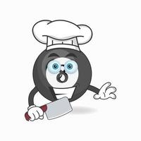 The Billiard ball mascot character becomes a chef. vector illustration