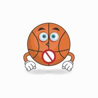 el personaje de la mascota del baloncesto con una expresión sin palabras. ilustración vectorial vector