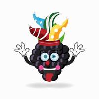 The Grape mascot character becomes a clown. vector illustration