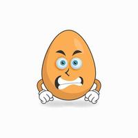 Egg mascot character with angry expression. vector illustration