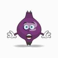 Personaje de mascota de cebolla morada con expresión de sorpresa. ilustración vectorial vector