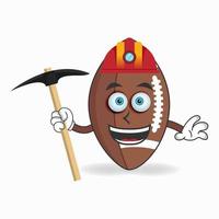 The American Football mascot character becomes a miner. vector illustration