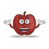 Apple mascot character with a confused expression. vector illustration