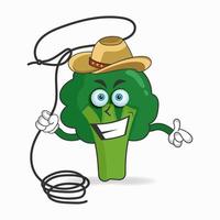 The Broccoli mascot character becomes a cowboy. vector illustration