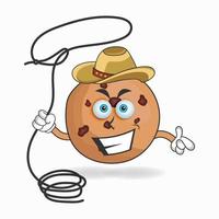 The Cookies mascot character becomes a cowboy. vector illustration