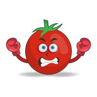 Tomato mascot character with boxing gear. vector illustration