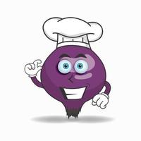 The Purple onion mascot character becomes a chef. vector illustration