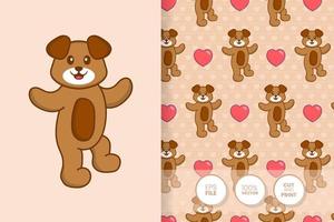 Cute dog cartoon character. seamless pattern background. vector