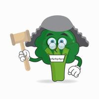 The Broccoli mascot character becomes a judge. vector illustration