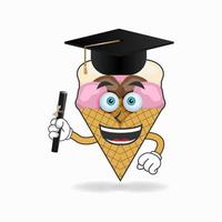 The Ice Cream mascot character becomes a scholar. vector illustration