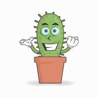 Personaje de mascota de cactus con expresión de sonrisa. ilustración vectorial vector