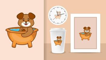 Cute dog cartoon character. Prints on T-shirts, sweatshirts, cases for mobile phones, souvenirs. Isolated vector illustration.