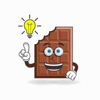 el personaje de la mascota de chocolate con una expresión tiene una idea. ilustración vectorial vector