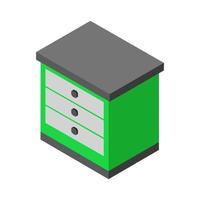 Isometric bedside table on a white background vector