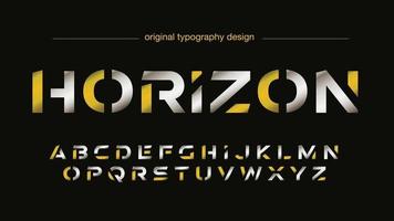 Futuristic yellow and metallic sports typography vector