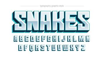 Blue chrome metallic gaming sports typography vector