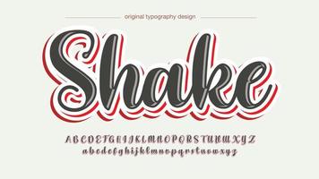 grey and red bold brush cursive typography vector