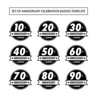 conjunto de plantilla de insignias de celebración de aniversario vector