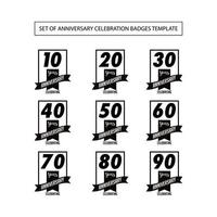 Set of Anniversary Celebration Badges Template vector