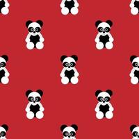 panda bear animal design illustration vector. red background. Seamless pattern designs for wallpapers, backdrops, covers, paper cut, stickers and prints on fabric. vector