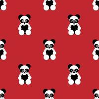 vector de ilustración de diseño animal de oso panda. fondo rojo. diseños de patrones sin fisuras para fondos de pantalla, fondos, cubiertas, corte de papel, pegatinas e impresiones en tela.