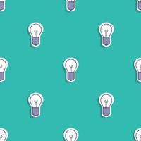 vector illustration design light bulb icon in white color with shadow. green background. Seamless pattern designs for wallpapers, backdrops, covers, paper cut, stickers and prints on fabric.