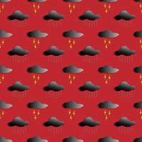 vector illustration design, cloudy sky, rain and thunder. red background. seamless pattern designs for wallpaper, backdrop, cover, paper cut and print on fabric. simple and unique modern template