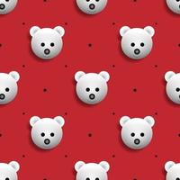 vector illustration of white bear animal face design. red background. Seamless pattern designs for wallpapers, backdrops, covers, paper cut, stickers and prints on fabric.