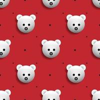 vector illustration of white bear animal face design. red background. Seamless pattern designs for wallpapers, backdrops, covers, paper cut, stickers and prints on fabric.