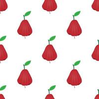 Seamless pattern design of red water guava fruit and green leaves on white background. modern fruit tree wallpapers and print ready on fabric. natural vector. vector