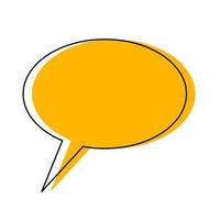 Yellow oval speech bubble with abstract black outline for banner or warning on white background. vector illustration.