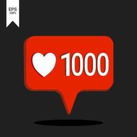 like icons for social media with number of likes. Notification vector social media icons. Message bubble notification flat interface on black background