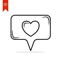 como línea de icono para redes sociales con número de Me gusta con ilustración de corazón. iconos de redes sociales de vector de notificación. Interfaz plana de notificación de burbuja de mensaje sobre fondo blanco. vector