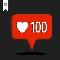 como íconos para redes sociales con cantidad de me gusta. iconos de redes sociales de vector de notificación. Interfaz plana de notificación de burbuja de mensaje sobre fondo negro