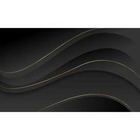 wave abstract background black gold line effect vector