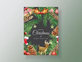 Elegant card template christmas theme vector