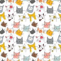 Seamless pattern with hand-drawn cats vector