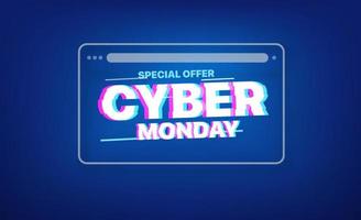 Inscripción de Cyber Monday en la ventana del navegador vector