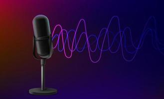 Modern microphone with abstract waves vector