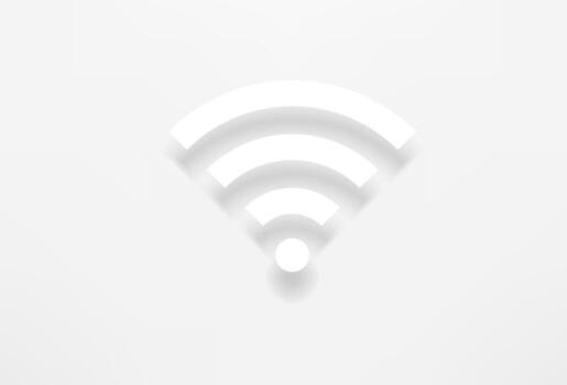 White contour wireless connection vector icon with realistic shadow