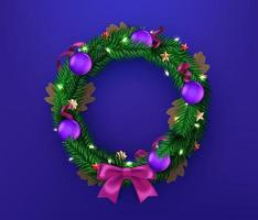 Christmas wreath Merry Christmas and Happy new year greeting card template vector