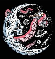 Astronaut attacked by moon monsters vector