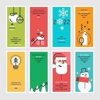 conjunto de tarjetas de felicitación de feliz navidad y próspero año nuevo vector