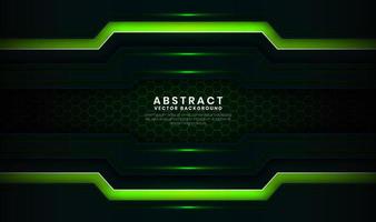 Abstract 3D green technology background overlap layers on dark space with light lines effect decoration. Modern template element future style concept for flyer, card, cover, brochure, or landing page vector