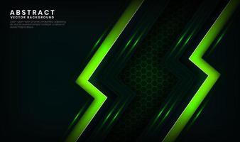 Abstract 3D green technology background overlap layers on dark space with light lines effect decoration. Modern template element future style concept for flyer, card, cover, brochure, or landing page vector