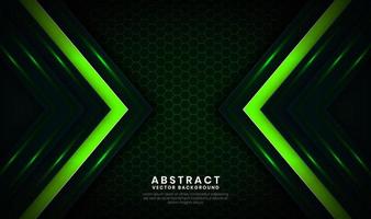 Abstract 3D green technology background overlap layers on dark space with light arrows effect decoration. Modern template element future style concept for flyer, card, cover, brochure, or landing page vector