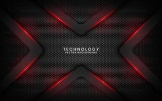 Abstract 3D black technology background overlap layer on dark space with red light arrow effect decoration. Modern template element future style for flyer, banner, cover, brochure, or landing page vector