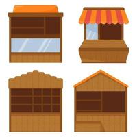 set of four wooden stall counters in flat style vector