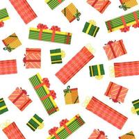 Cajas de regalo de patrones sin fisuras amarillo rojo verde vector
